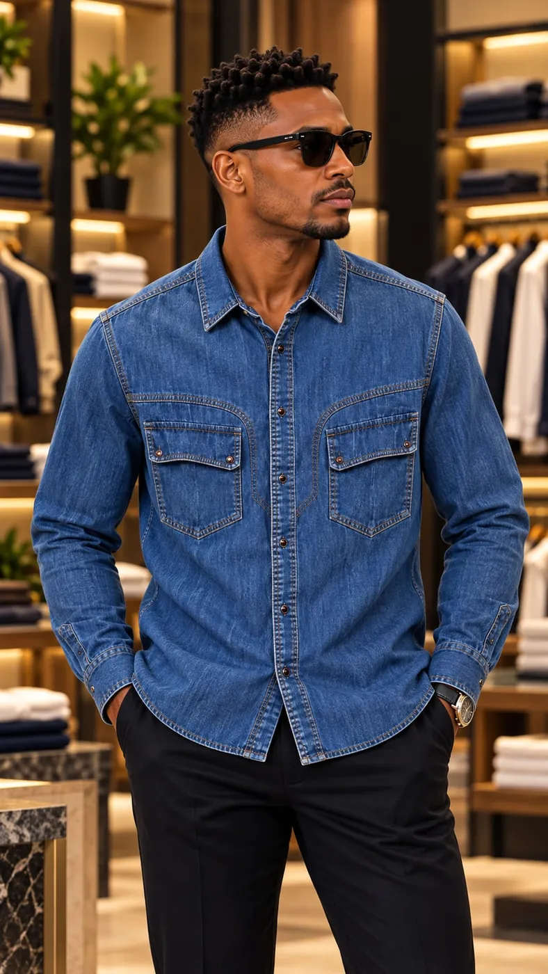 Chemise en jean bleu moyen