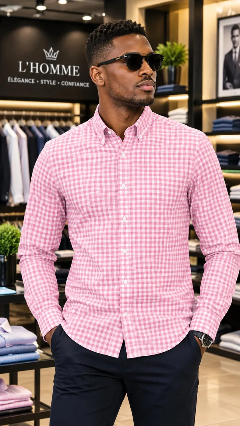 Chemise vichy rose