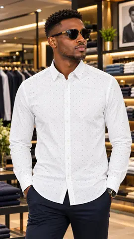 Chemise blanche à petits pois