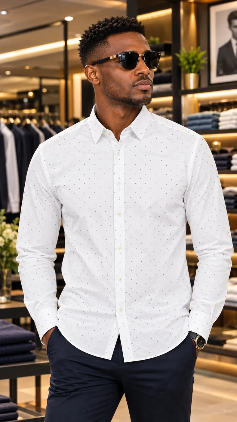 Chemise blanche à petits pois