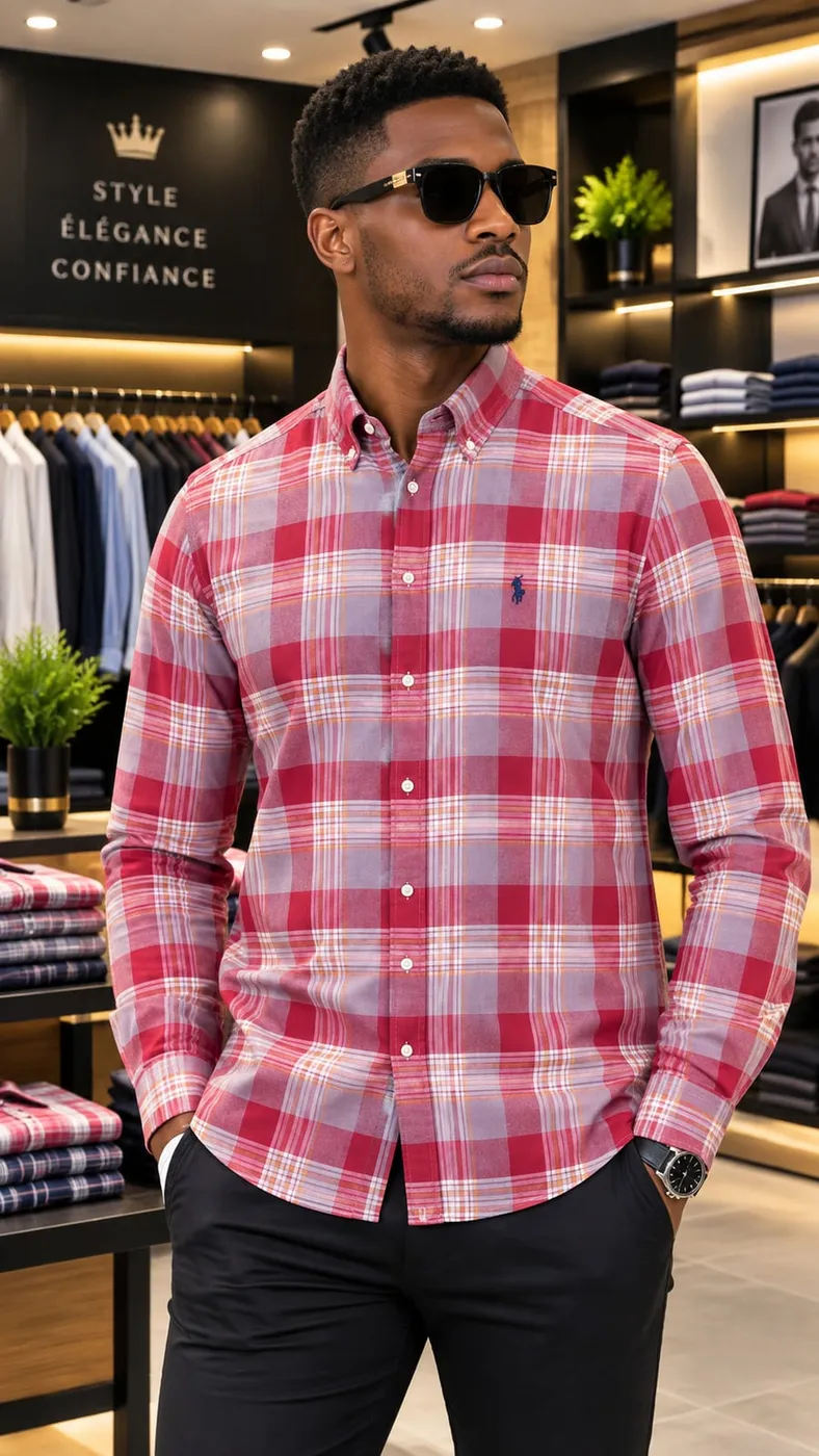 Chemise à carreaux rouge et blanc