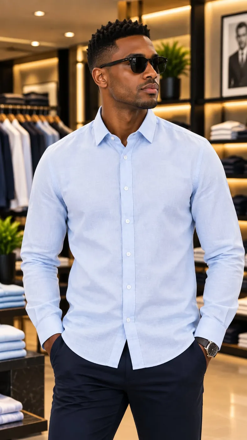 Chemise bleu ciel unie