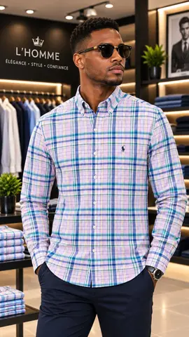 Chemise à carreaux rose et bleu