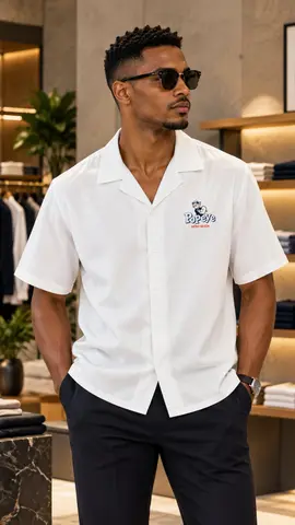 Chemise manches courtes blanche brodée
