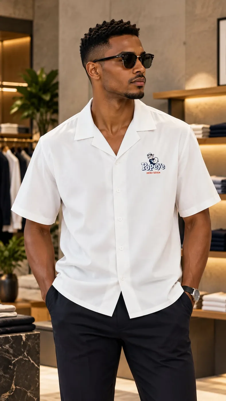 Chemise manches courtes blanche brodée