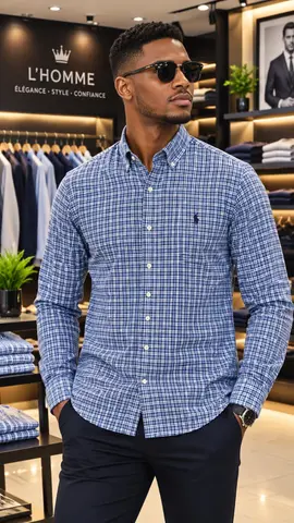 Chemise à carreaux bleus